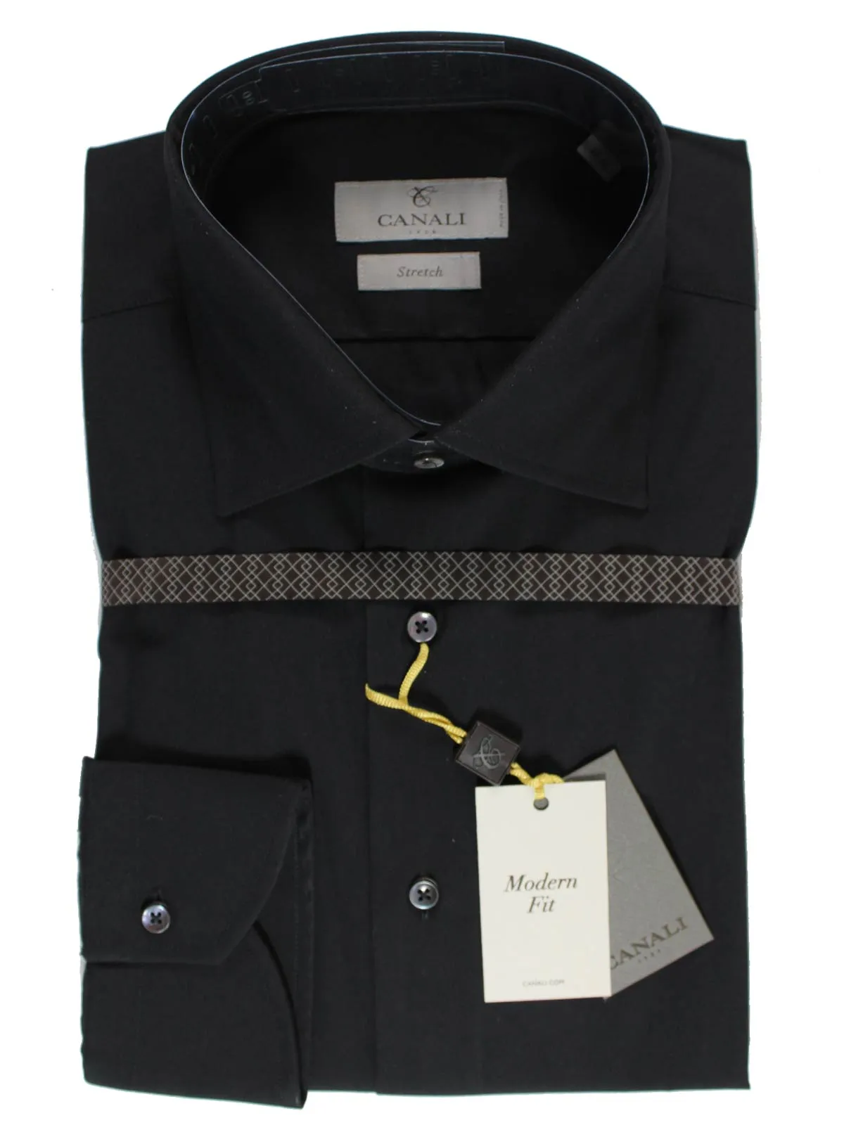 Canali Shirt Black Stretch - Modern Fit 40 - 15 3/4