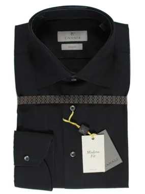 Canali Shirt Black Stretch - Modern Fit 40 - 15 3/4