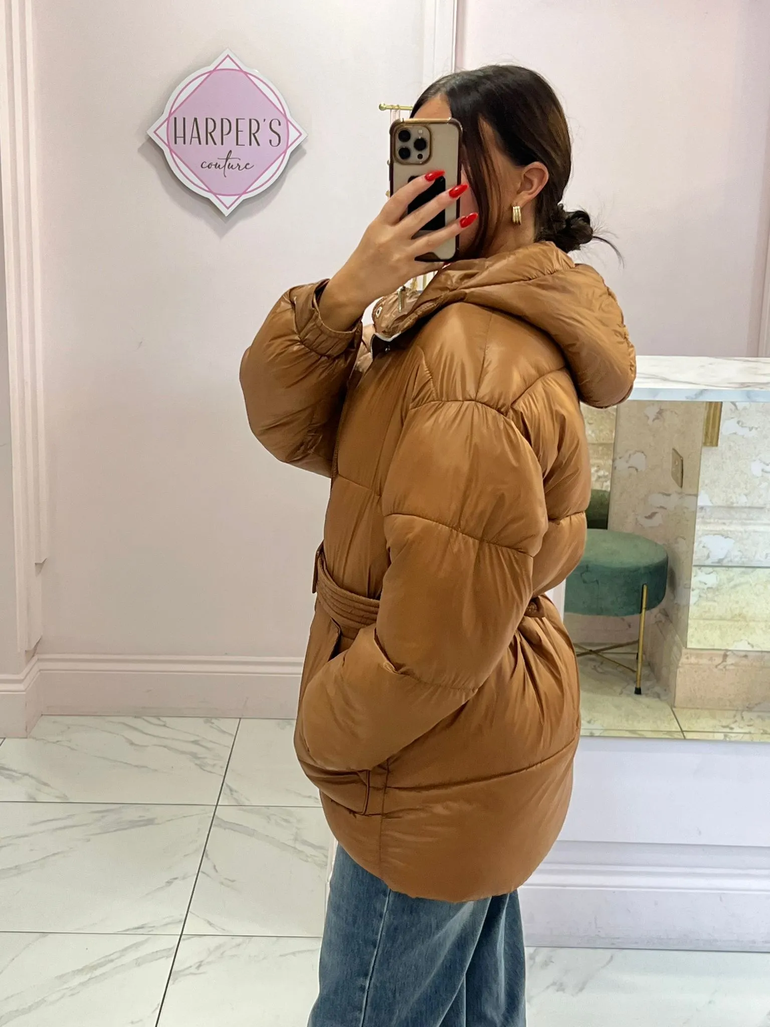Carmel Oversized Belted Puffer Coat