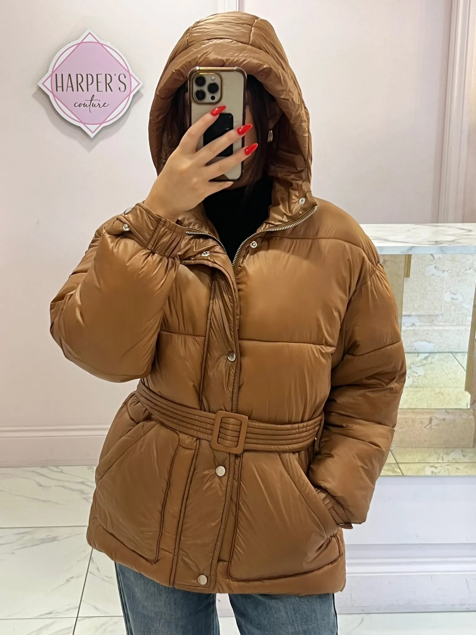 Carmel Oversized Belted Puffer Coat