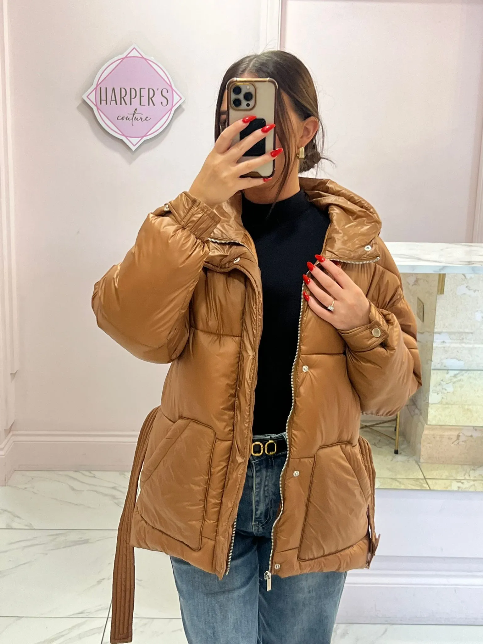 Carmel Oversized Belted Puffer Coat