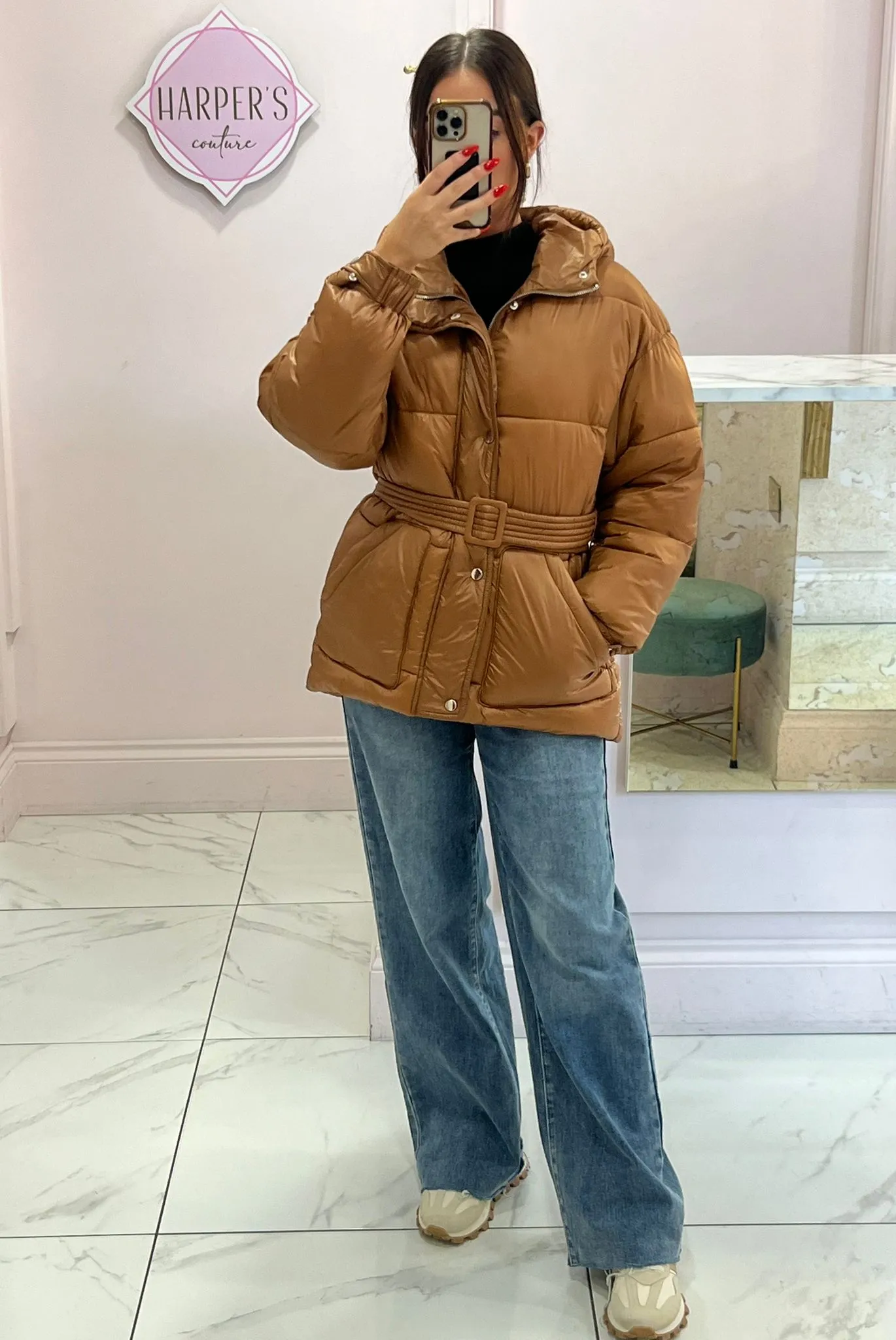 Carmel Oversized Belted Puffer Coat