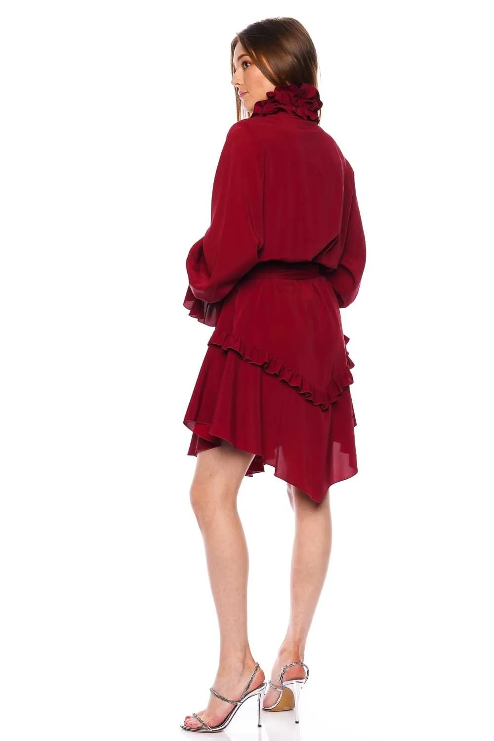 Carmine Ruffled Long Sleeve Mini Dress