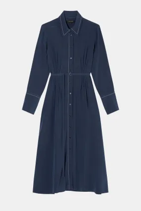 Cassini Tucked Shirtdress in Ink