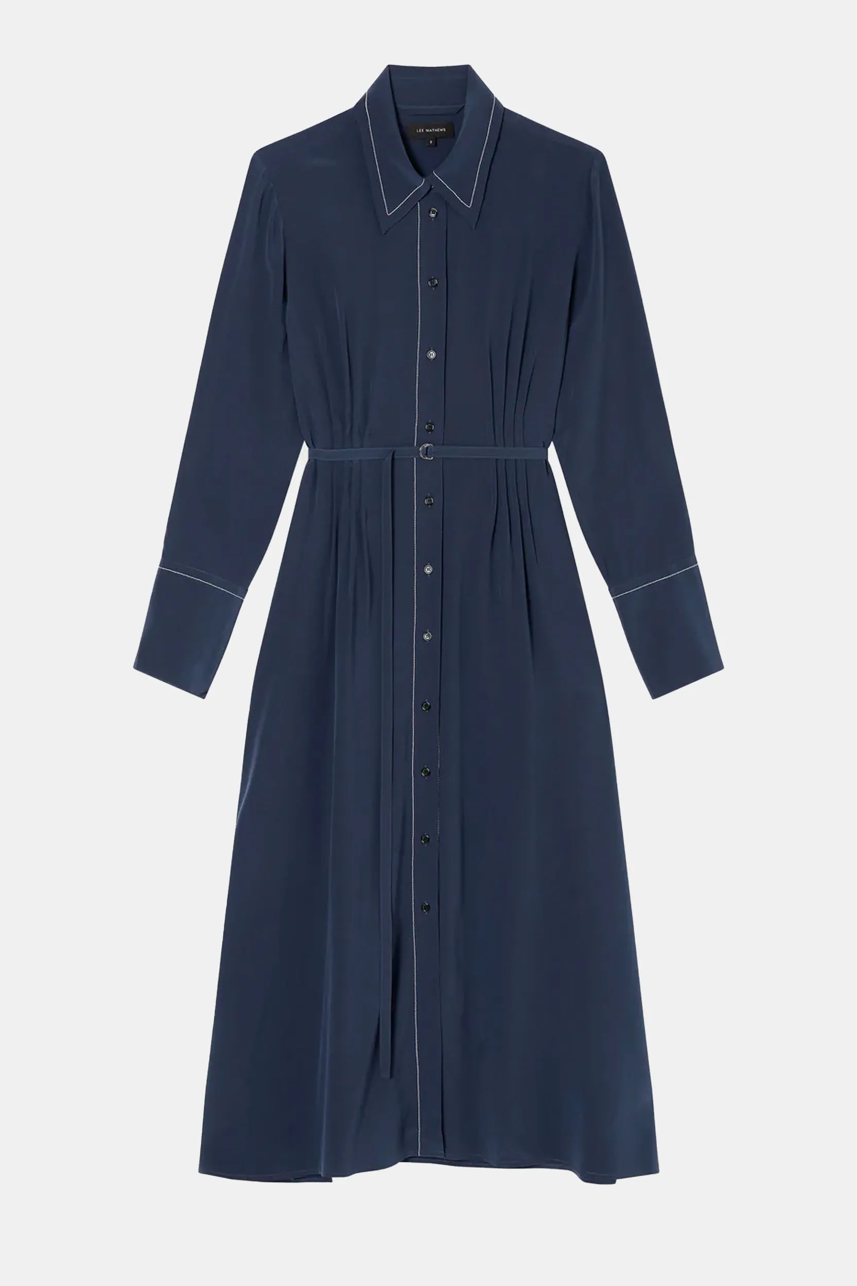 Cassini Tucked Shirtdress in Ink