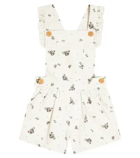 C'era una volta floral cotton jumpsuit with Hana ruffles, white