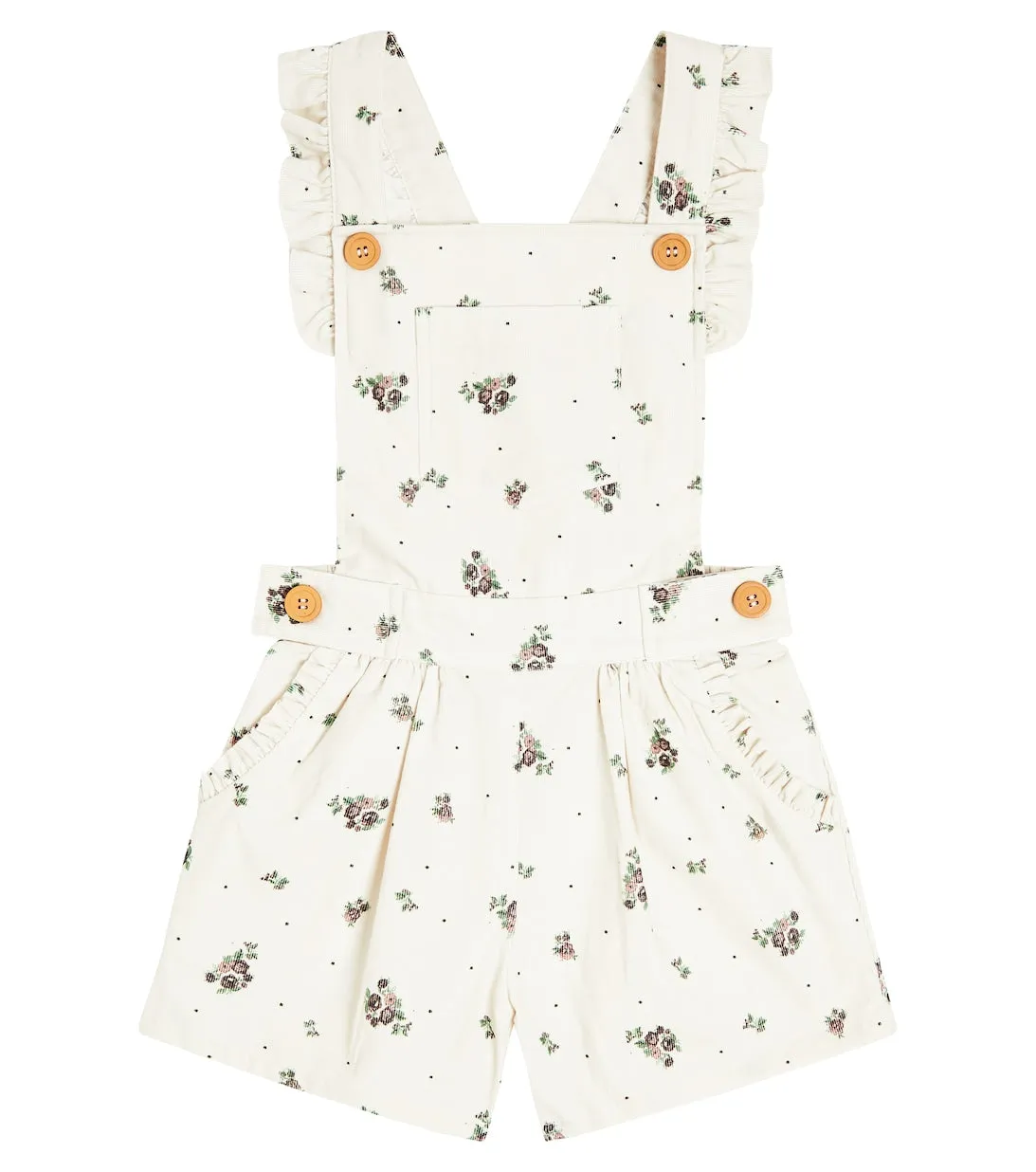 C'era una volta floral cotton jumpsuit with Hana ruffles, white