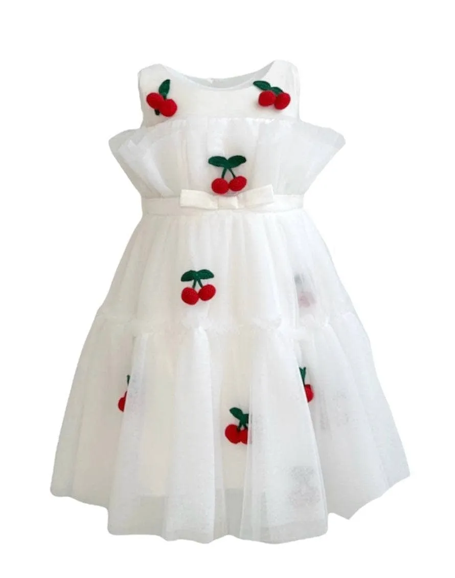 Cherry Pompom Tulle Dress