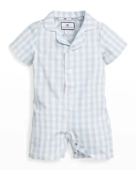 Children's gingham overalls with contrast trim size for newborns-24M Petite Plume