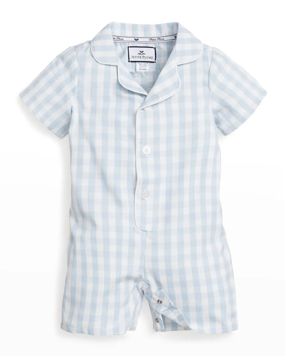 Children's gingham overalls with contrast trim size for newborns-24M Petite Plume