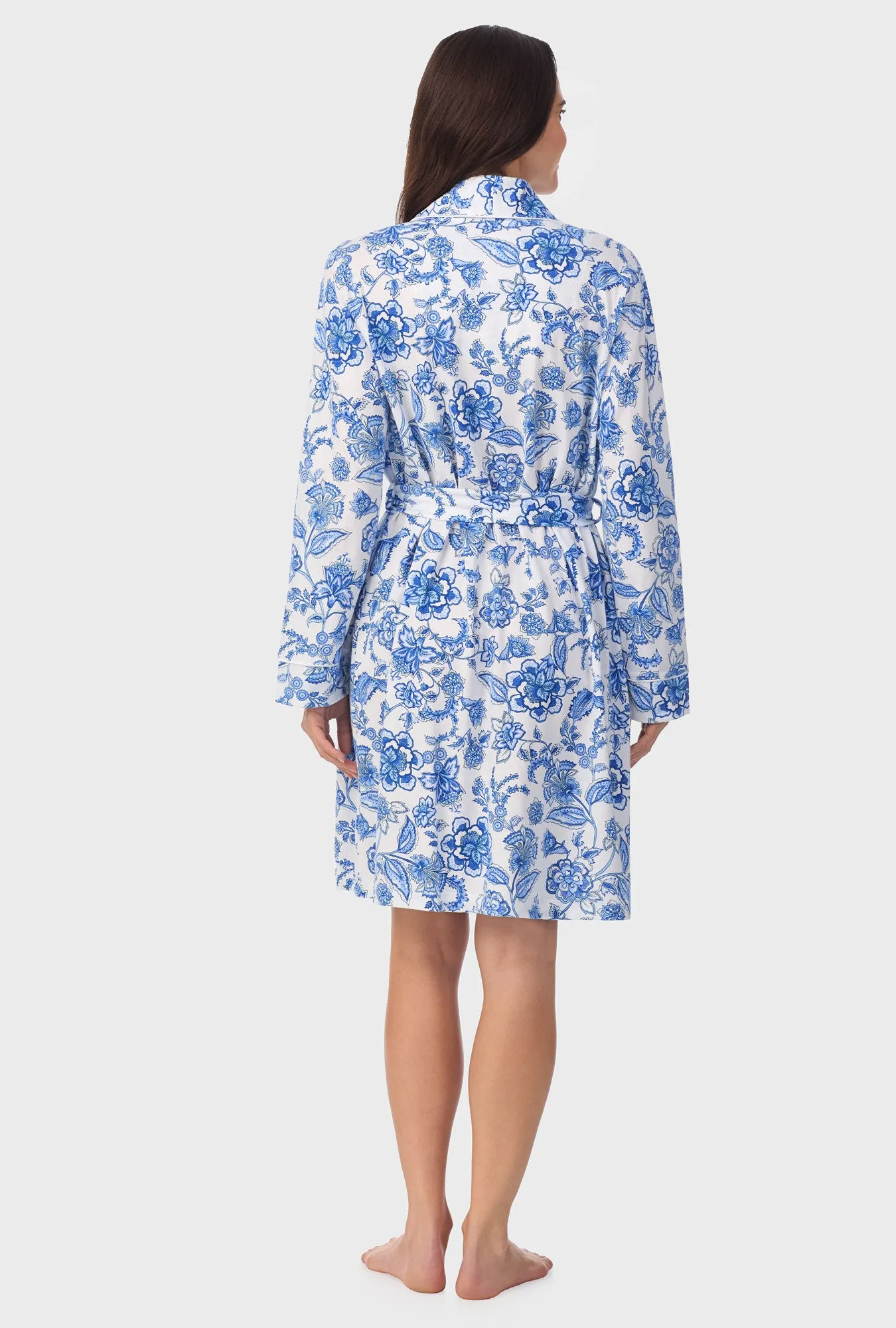 Cobalt Blue Floral Vine Wrap Robe