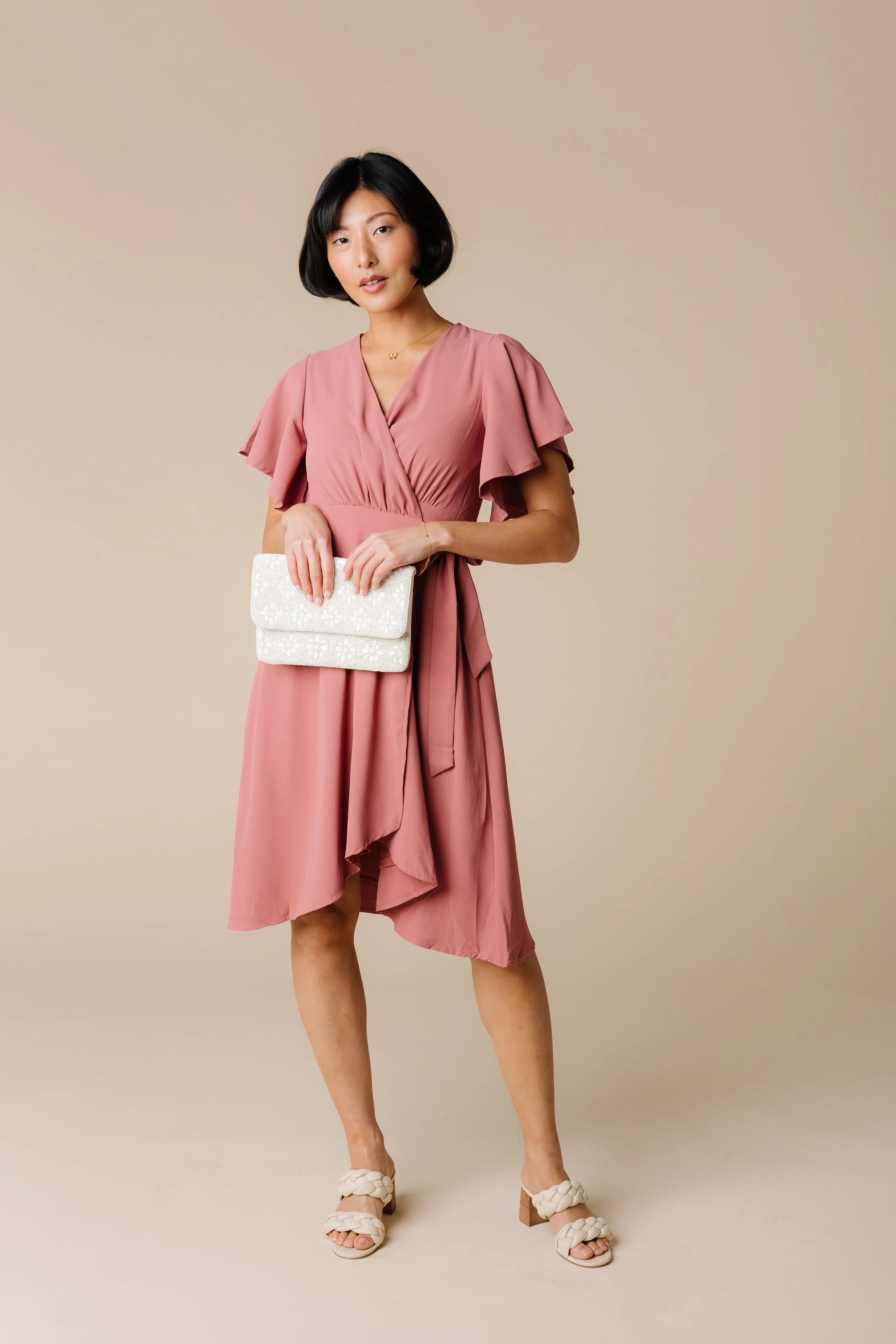 Daphne Tulip Wrap Dress - Rose