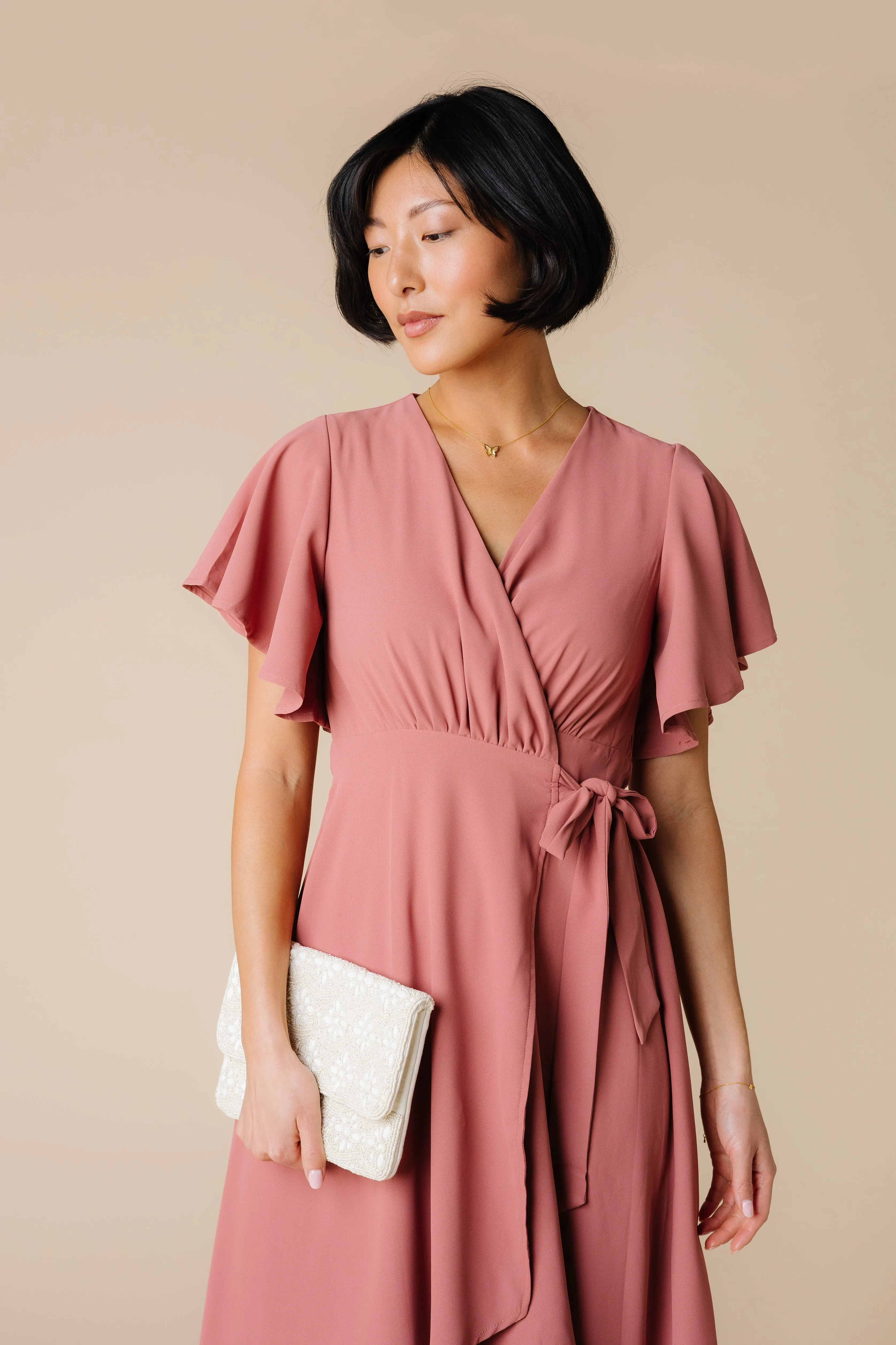 Daphne Tulip Wrap Dress - Rose