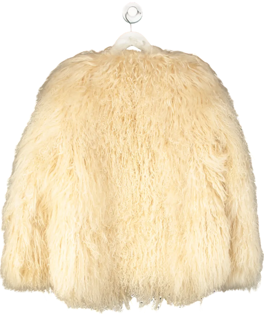 De Savary Cream Blonde Mongolian Cropped Coat UK M