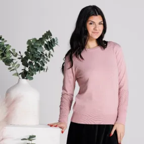 Detail Sleeve Knit Top Pink