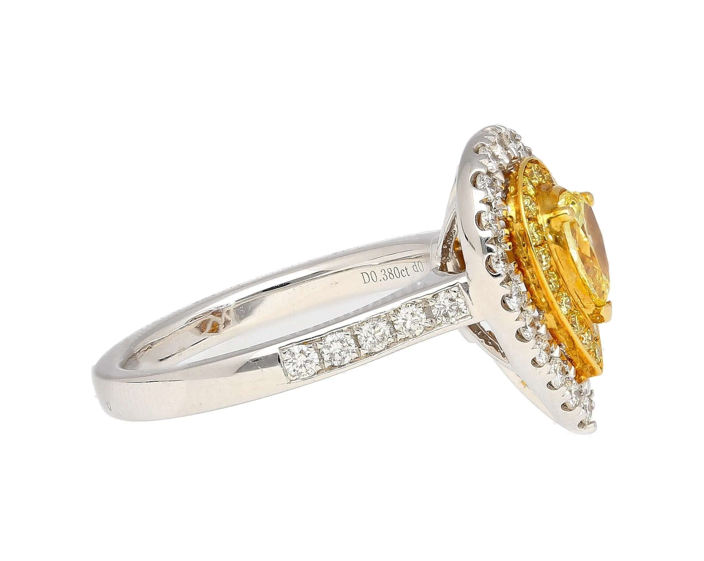 EGL Certified 1.05 Carat Fancy Vivid Yellow Diamond Pear Shape Ring