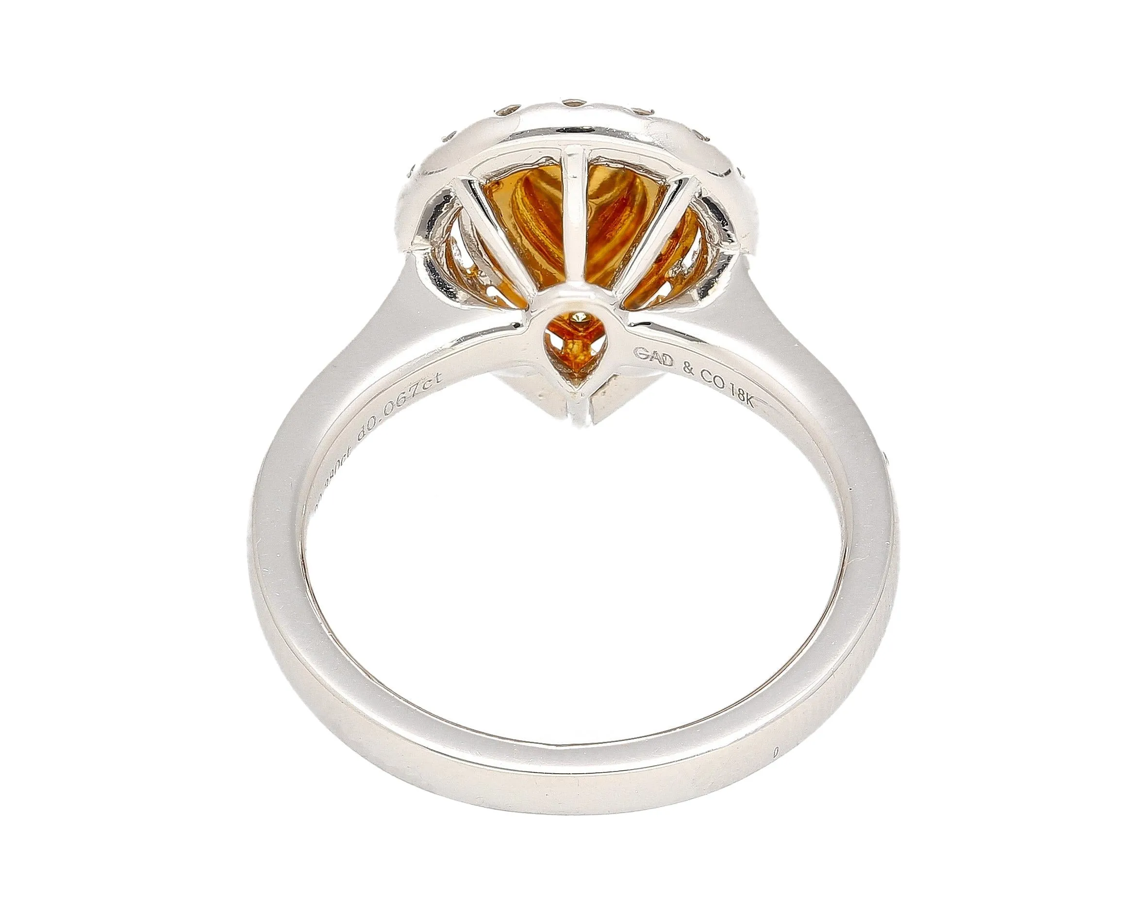EGL Certified 1.05 Carat Fancy Vivid Yellow Diamond Pear Shape Ring