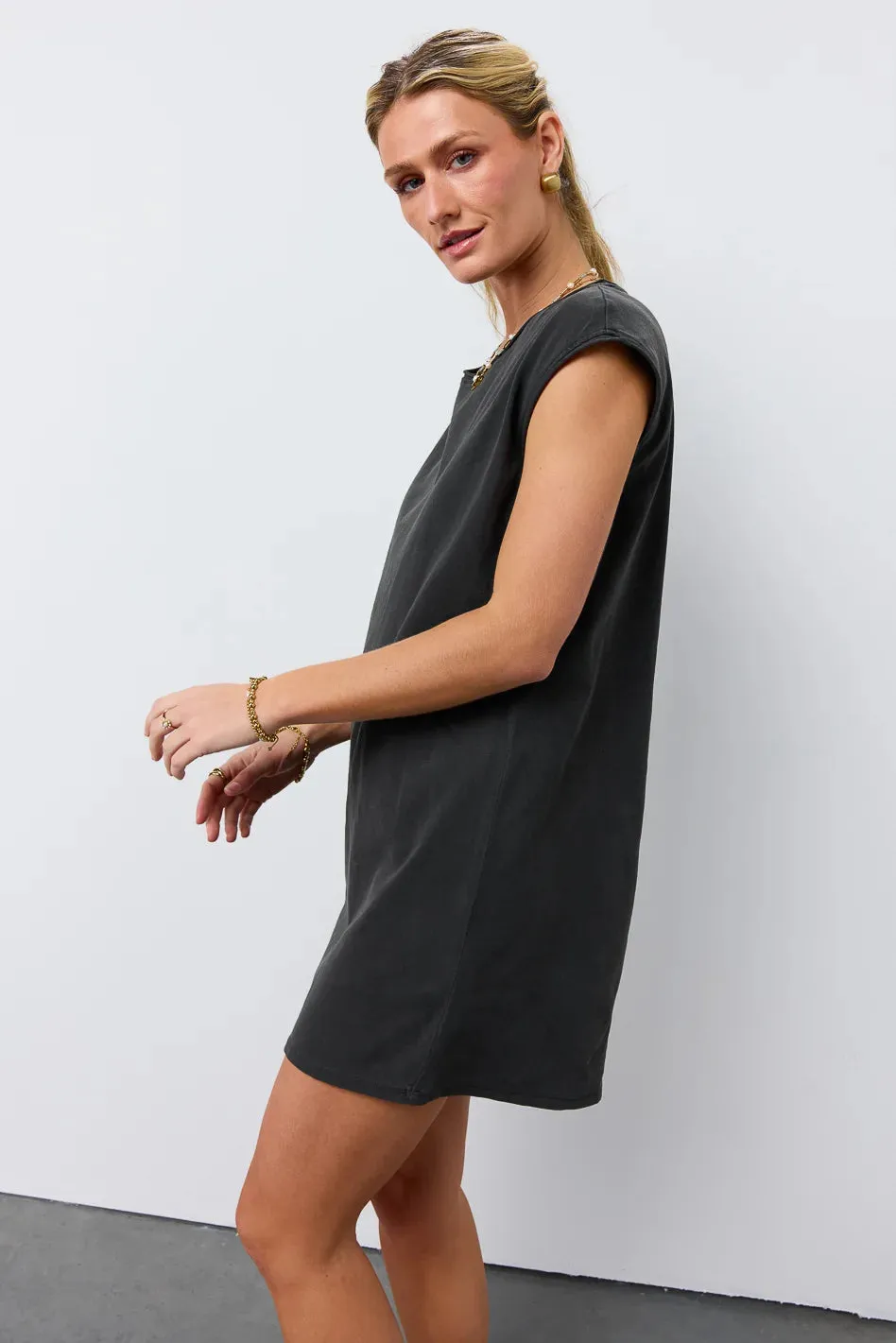 Elena T-Shirt Dress in Black - FINAL SALE