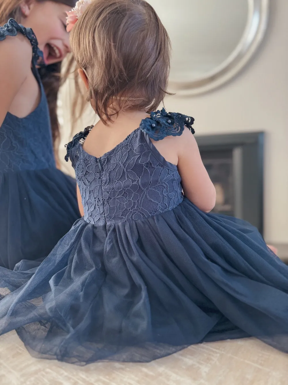 Enchanted Angel Girls Navy Lace Dress