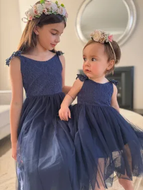 Enchanted Angel Girls Navy Lace Dress