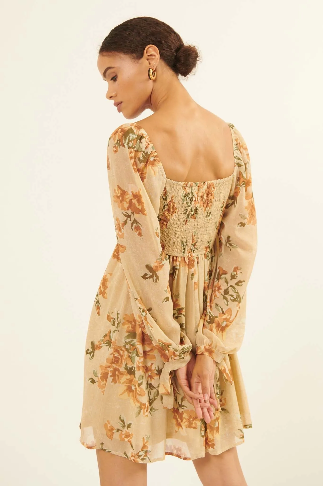 Enchanting Blooms Floral Chiffon Mini Dress