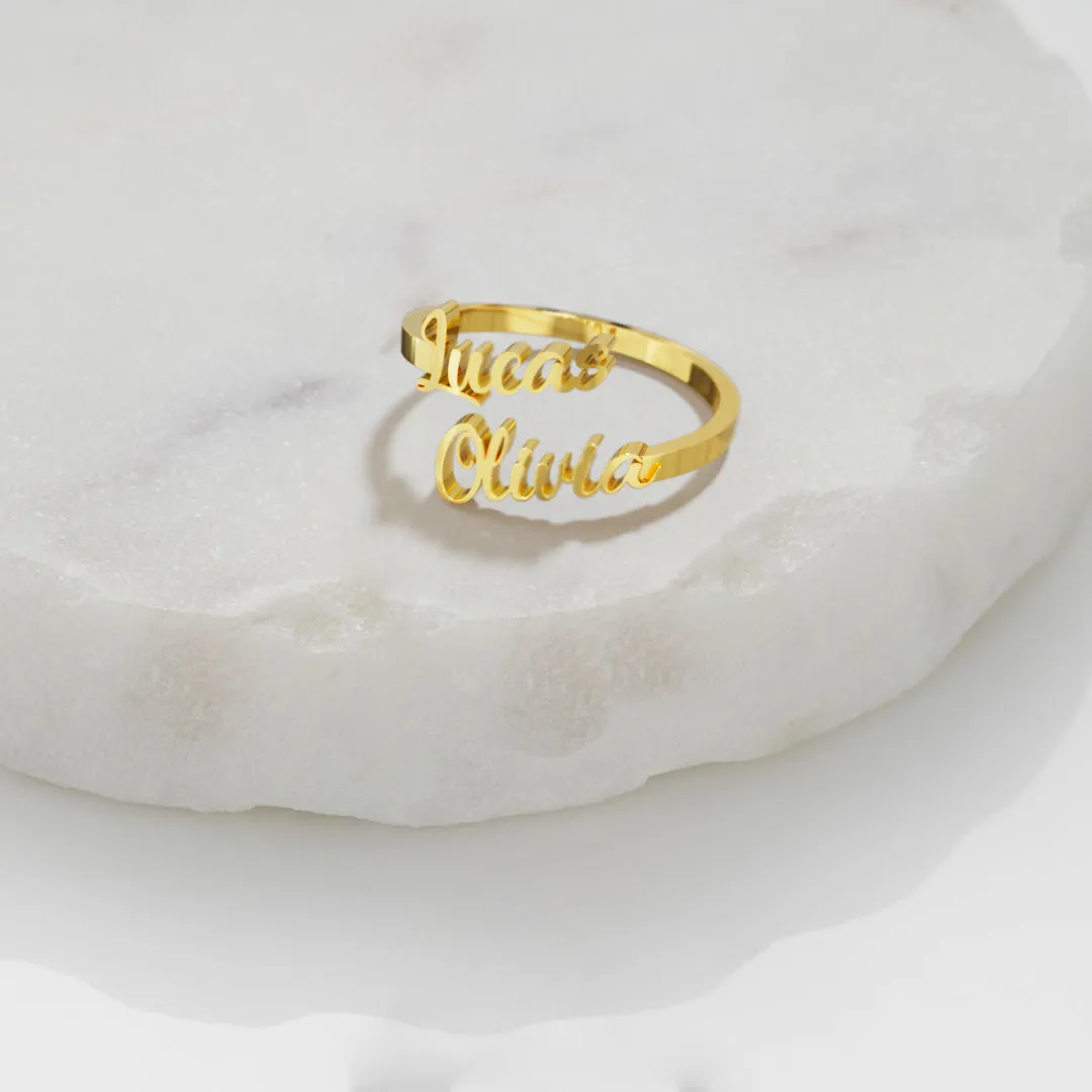 Enchanting Double Name Ring