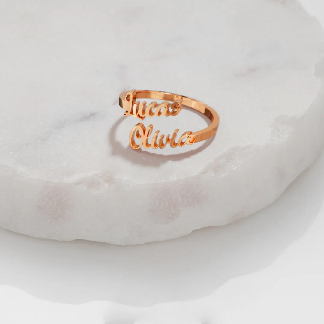 Enchanting Double Name Ring