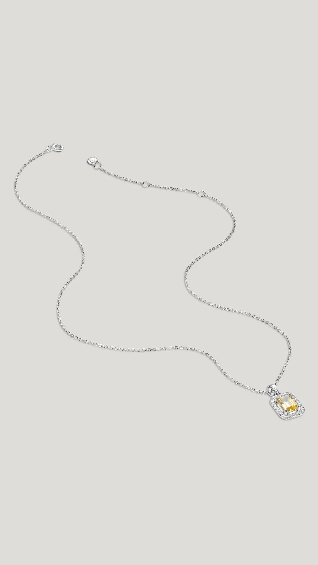 Eton Yellow Borderset Necklace White Gold Plated