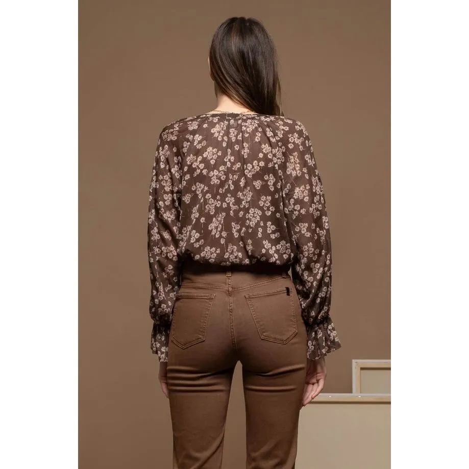 Fancy Floral Long Sleeve Blouse