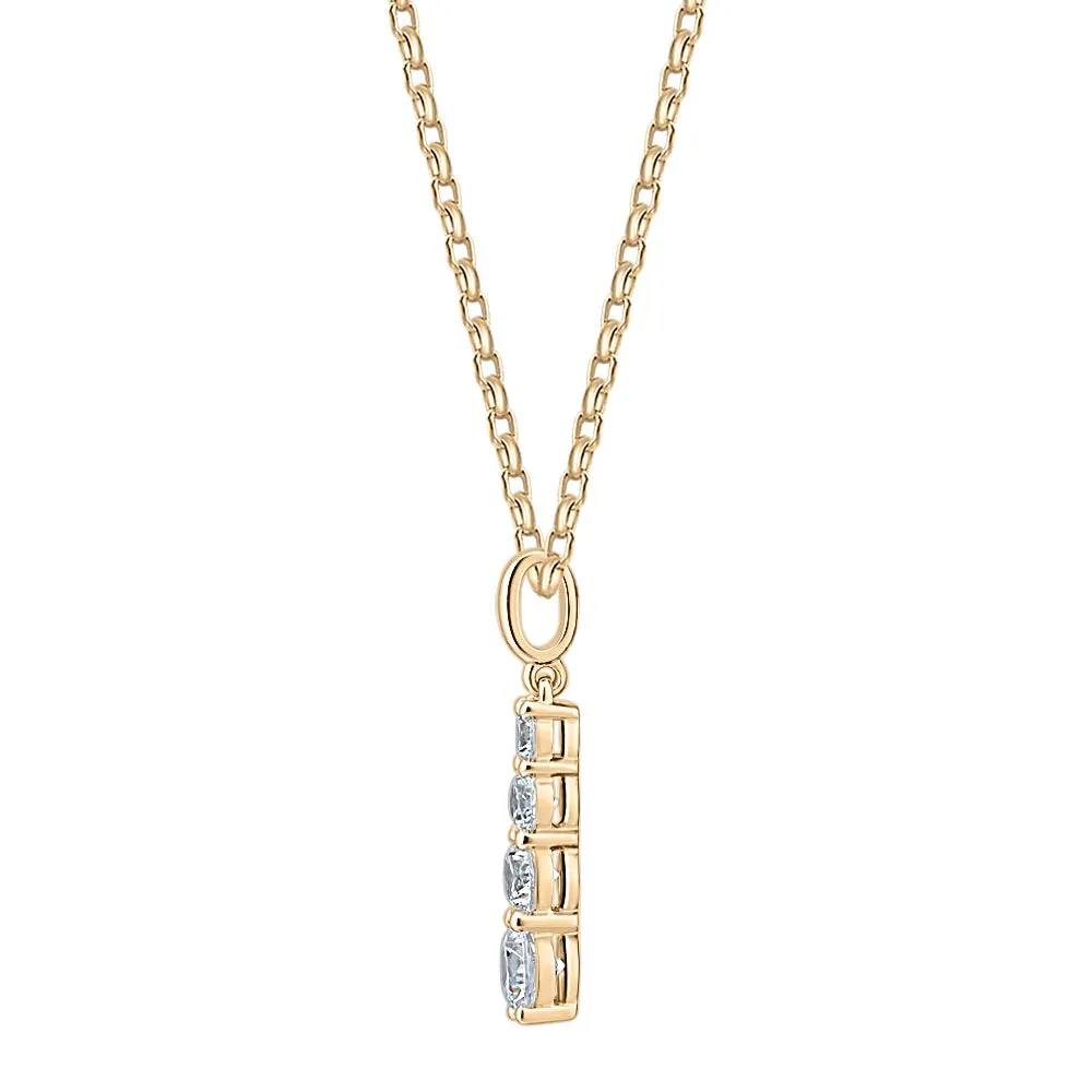 Fancy pendant with 0.62 carats* of diamond simulants in 10 carat yellow gold