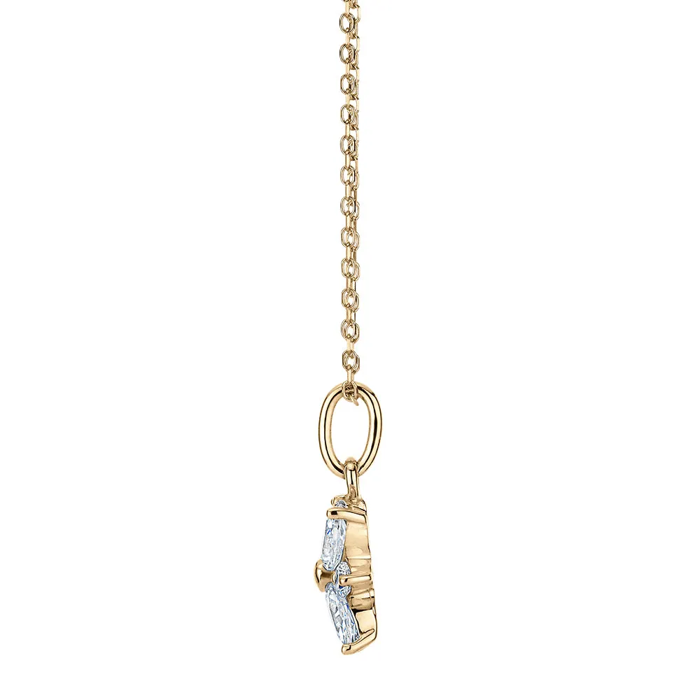 Fancy pendant with 0.68 carats* of diamond simulants in 10 carat yellow gold