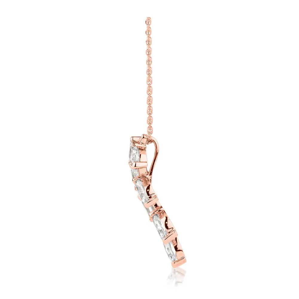 Fancy pendant with 0.98 carats* of diamond simulants in 10 carat rose gold