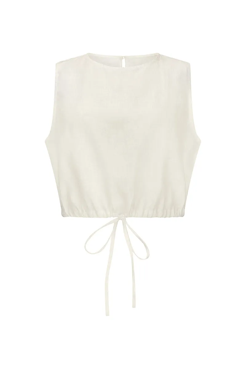 FEELING LIGHT LINEN TANK - WHITE