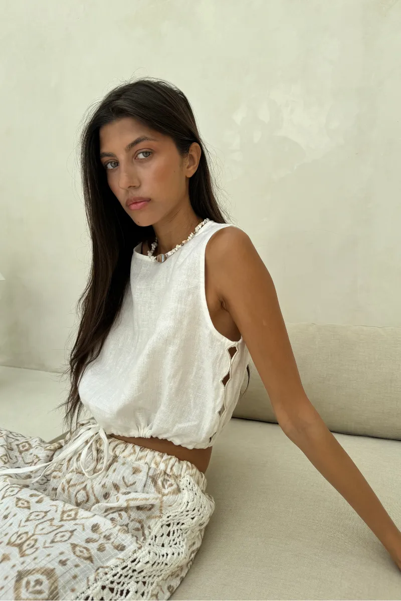 FEELING LIGHT LINEN TANK - WHITE