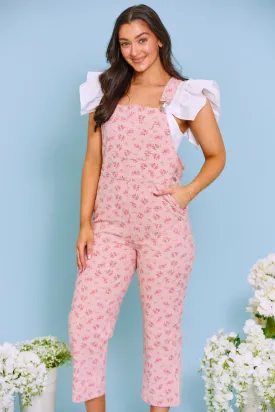 Fiona Floral Denim Overalls - Pink