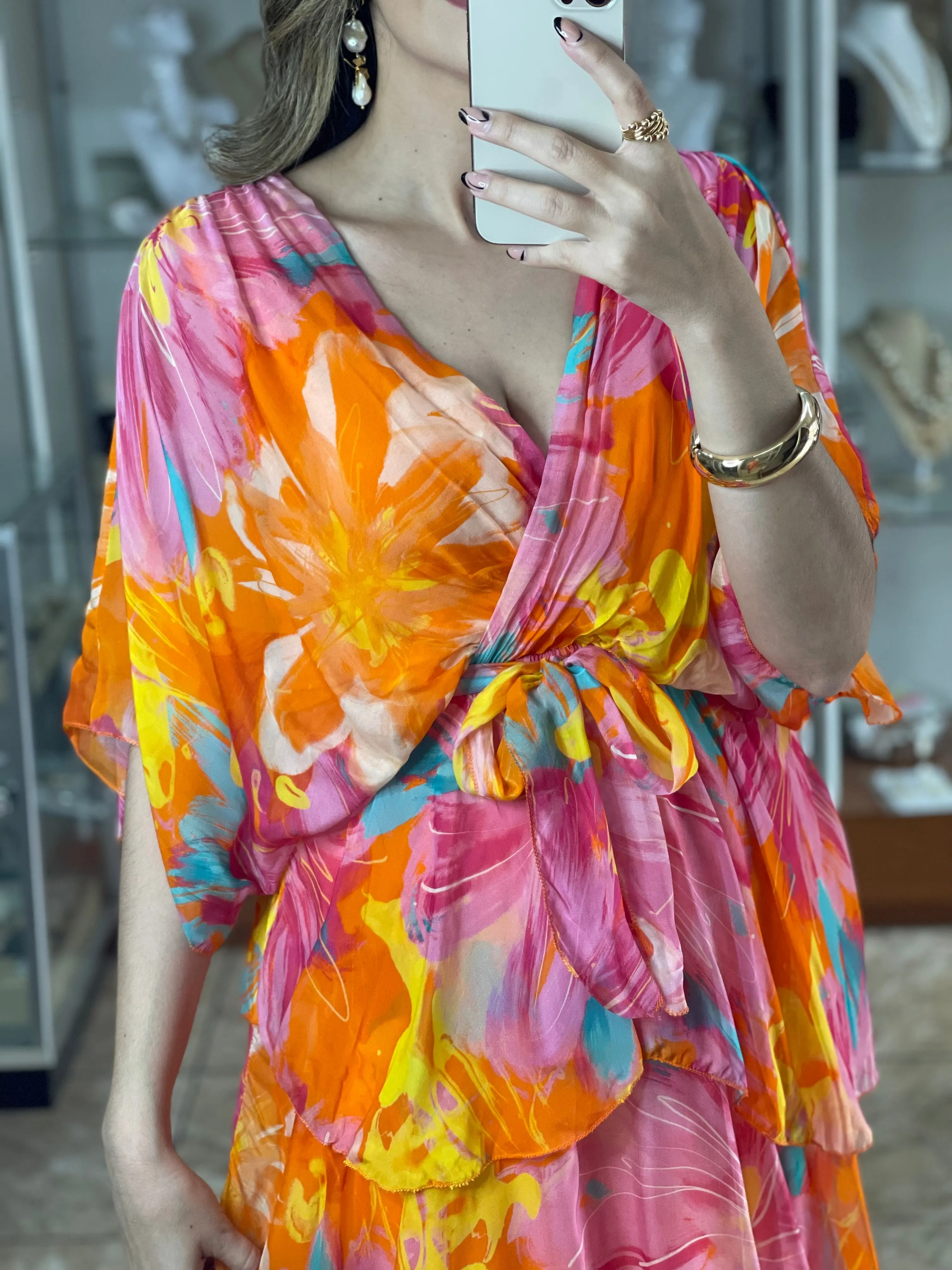 Floral Silk OS Dress