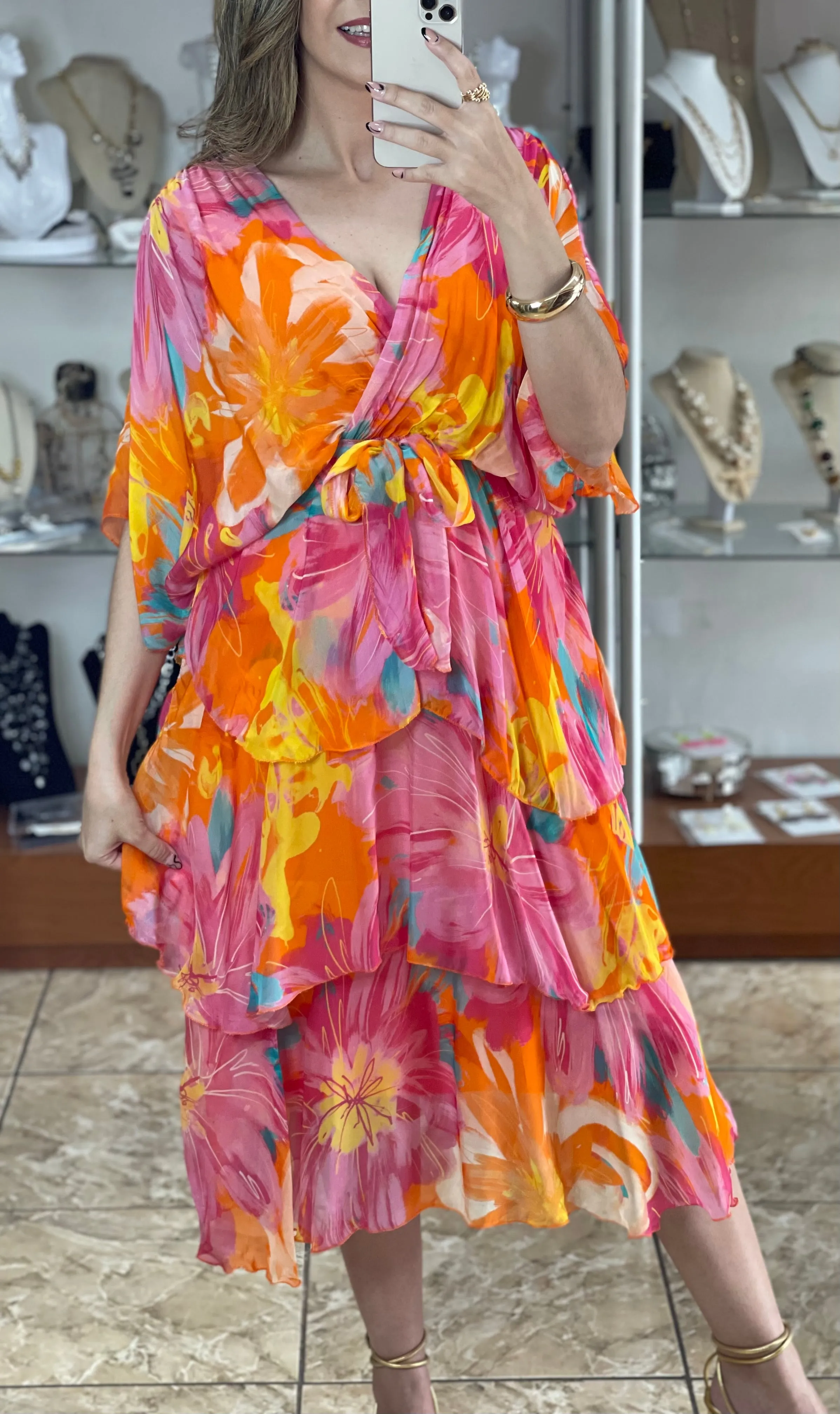 Floral Silk OS Dress