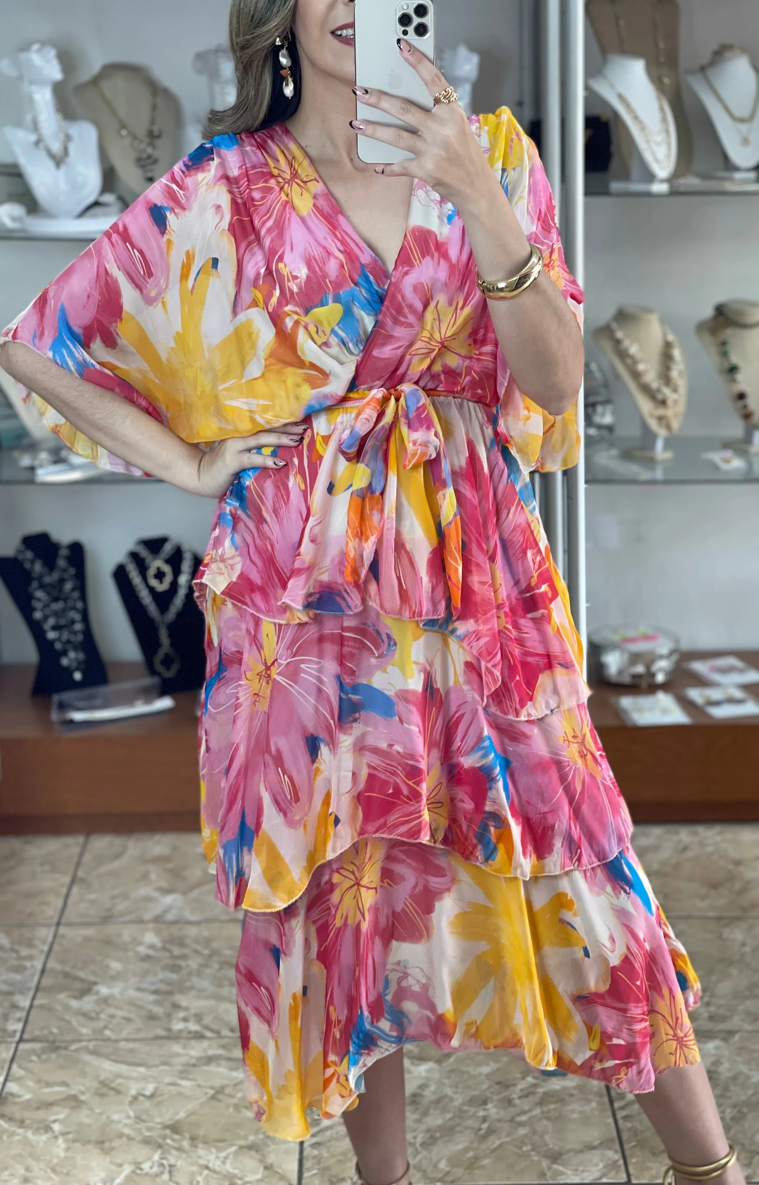 Floral Silk OS Dress