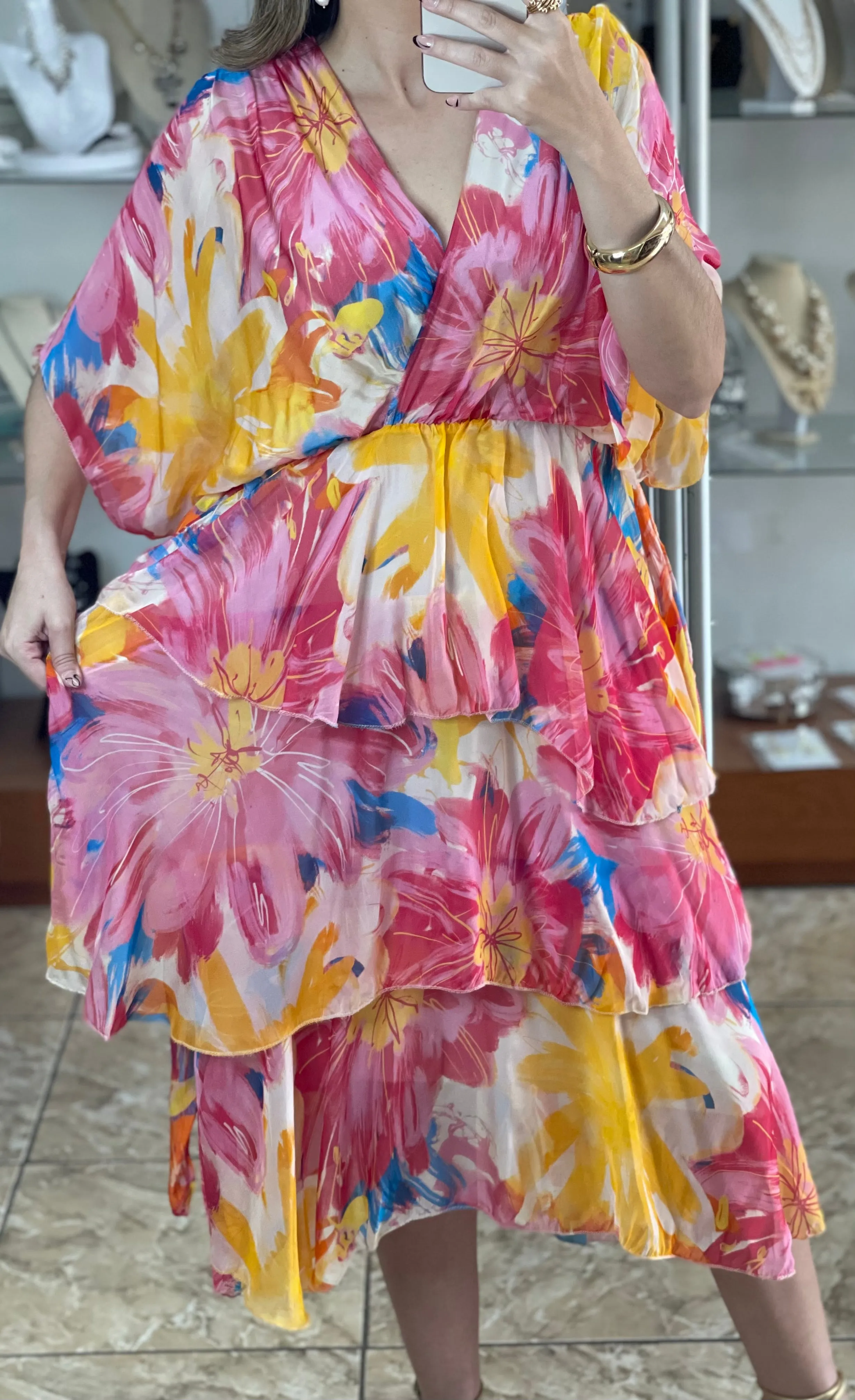 Floral Silk OS Dress