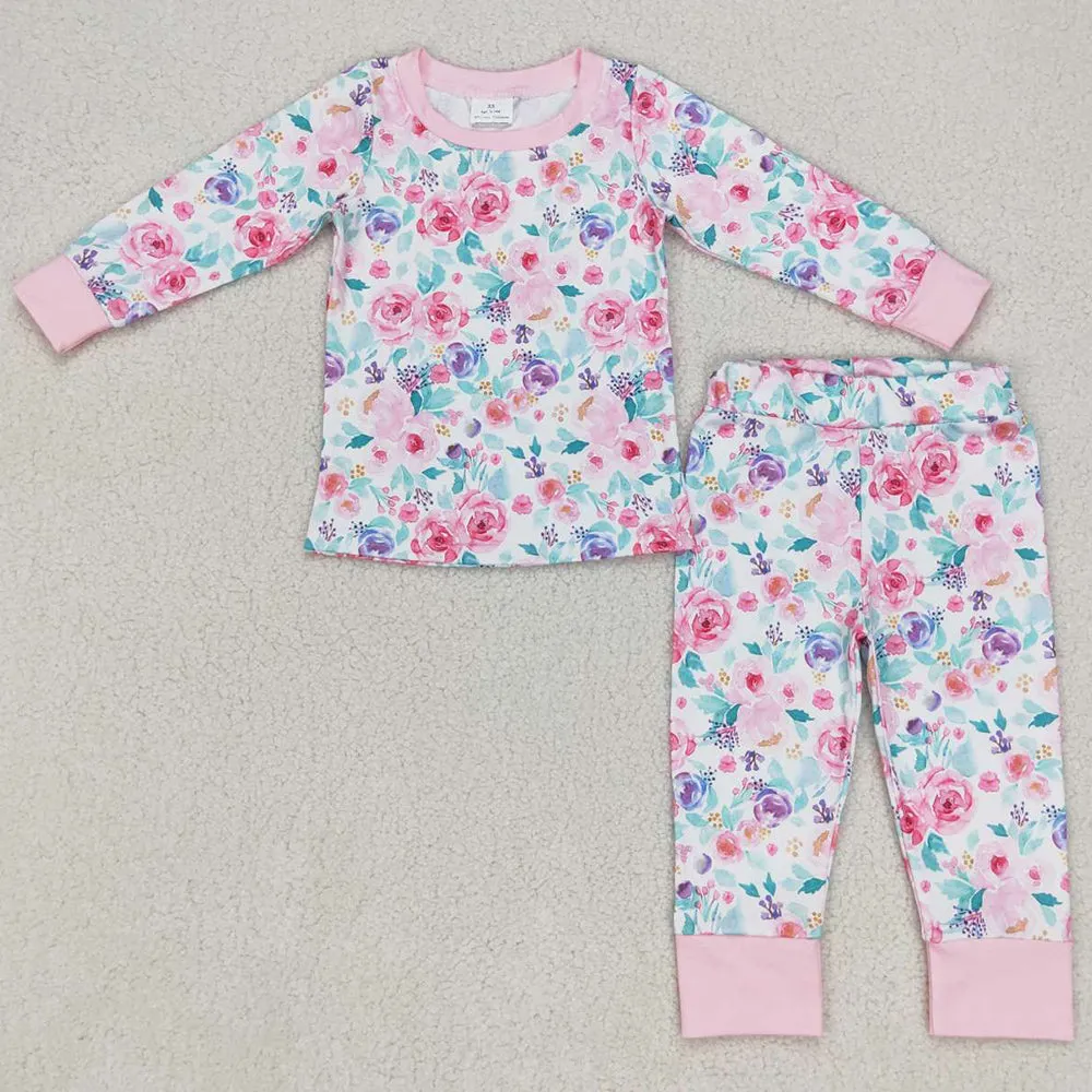 Flower Baby Girls Pajamas Long Sleeve Nightgown GLP0742