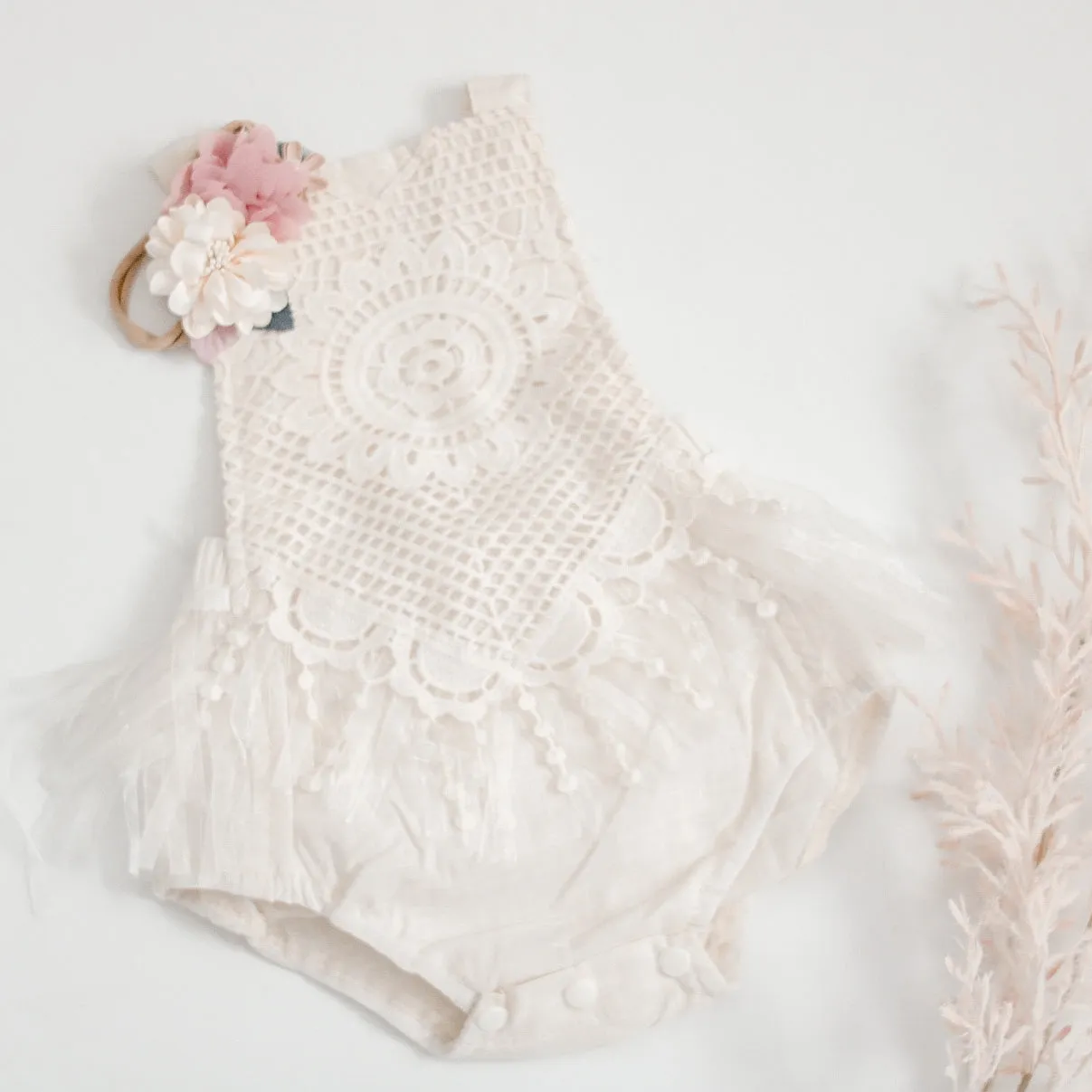 Flower Headband - Cream/Pink