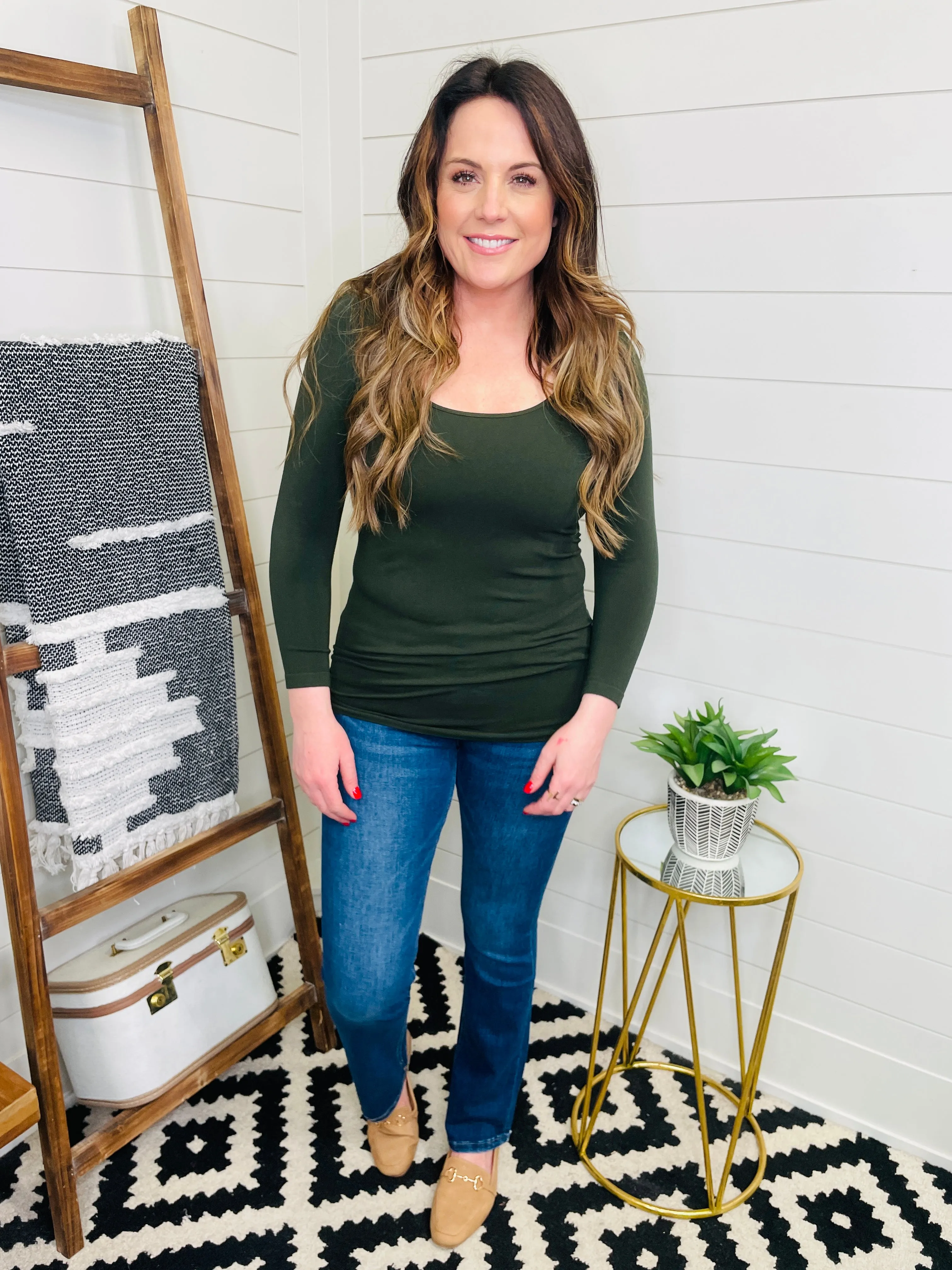 Forest Green Scoop Neck Smoothing Tee