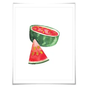 Gold Foil Watermelon Art Print. Food Poster Kitchen Art Print, Tropical Fruit Poster