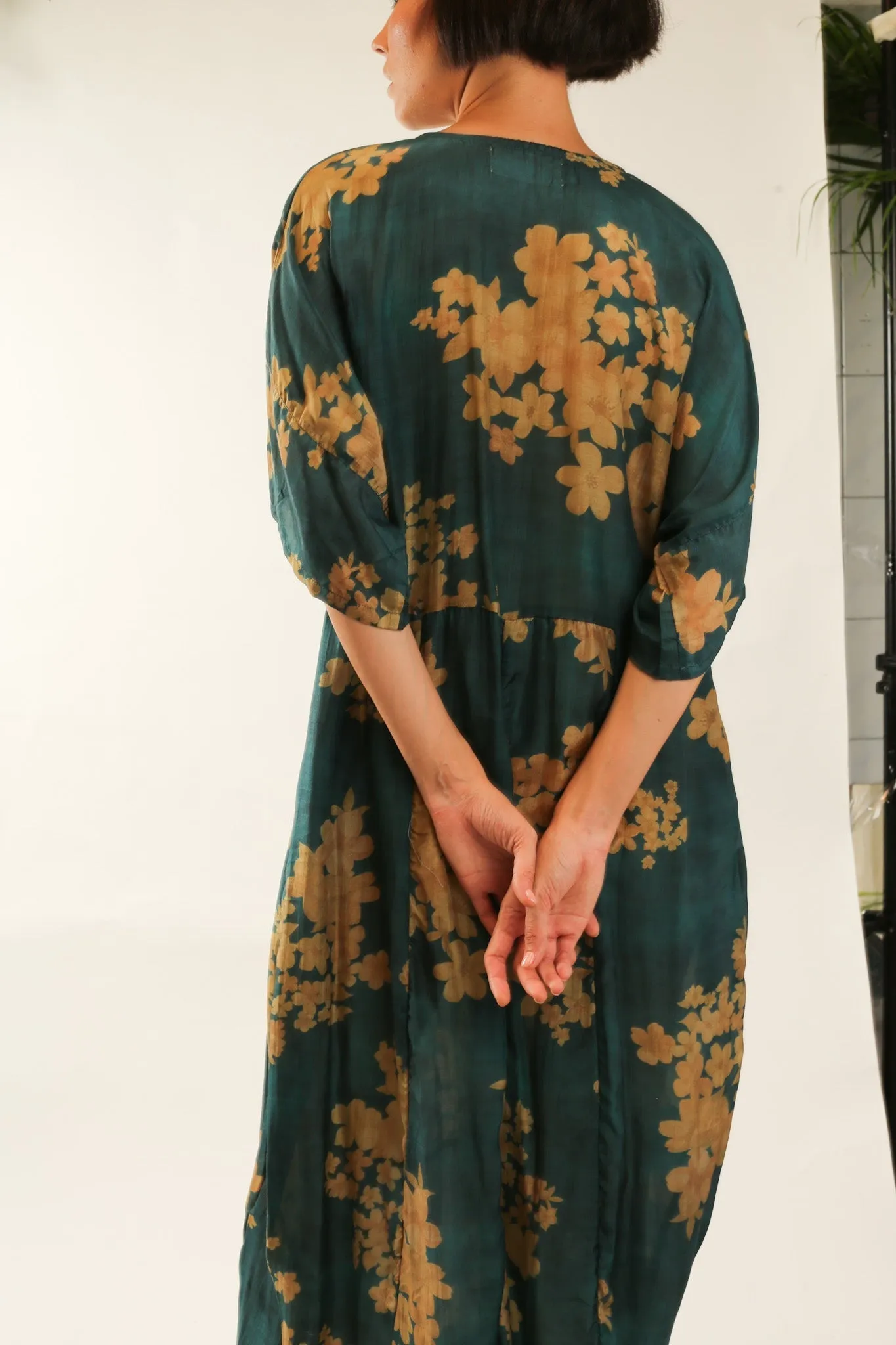 GREEN FLORAL PRINT KAFTAN DRESS GALLERY