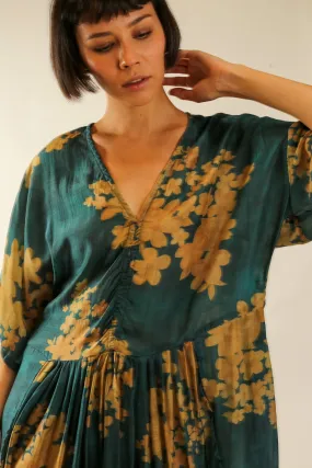 GREEN FLORAL PRINT KAFTAN DRESS GALLERY