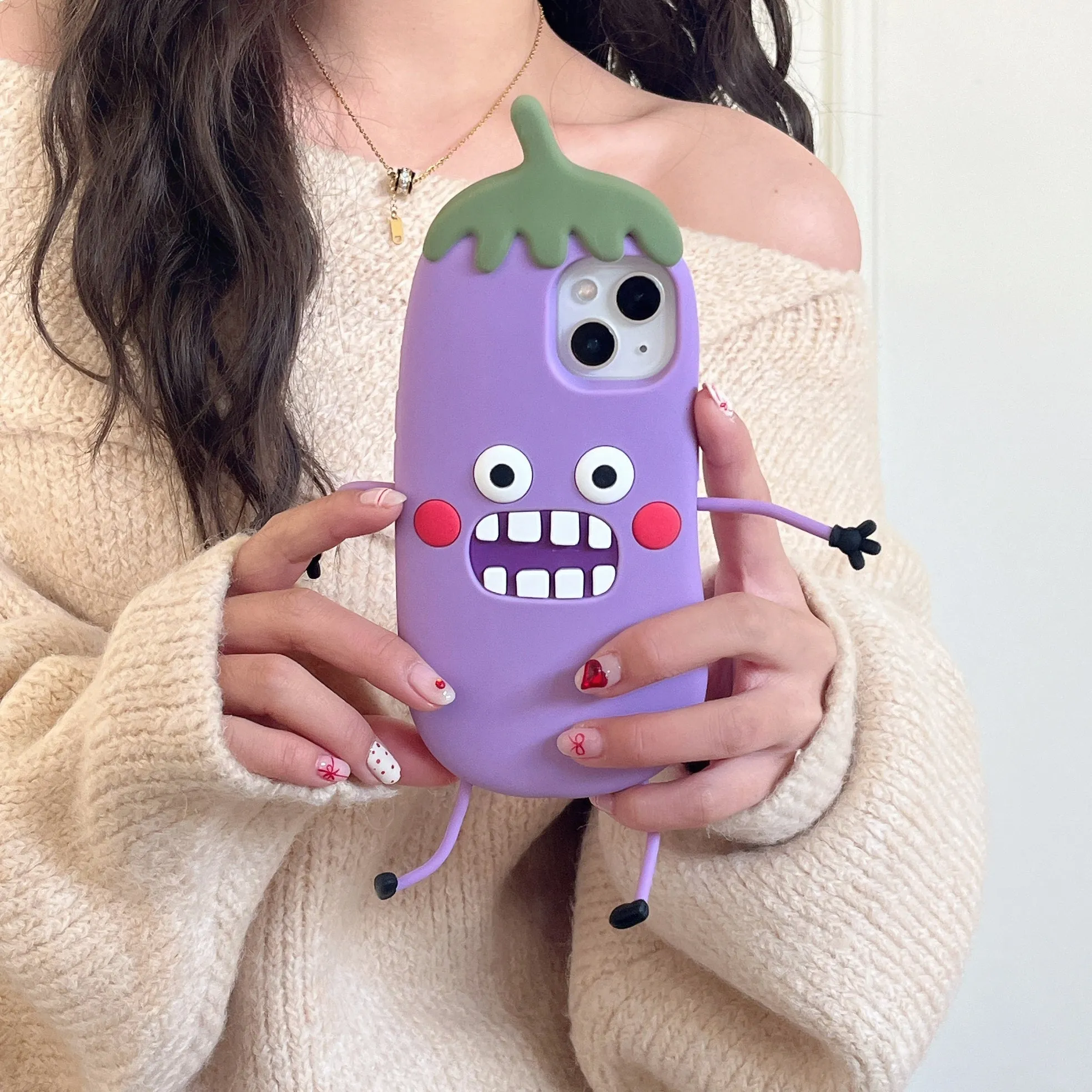 Happy Brinjal Designer Silicon Case for iPhone