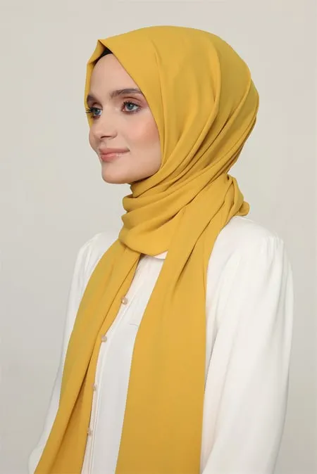 Hybrid Textured Chiffon Shawl - Saffron