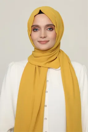 Hybrid Textured Chiffon Shawl - Saffron