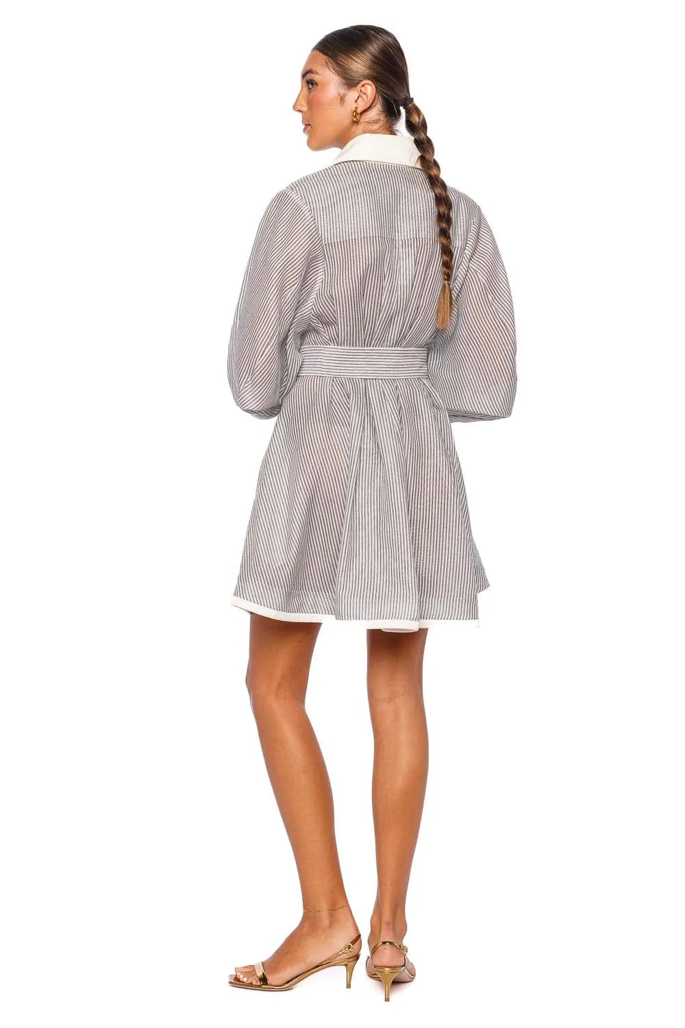 Illustration Striped Tuck Mini Dress