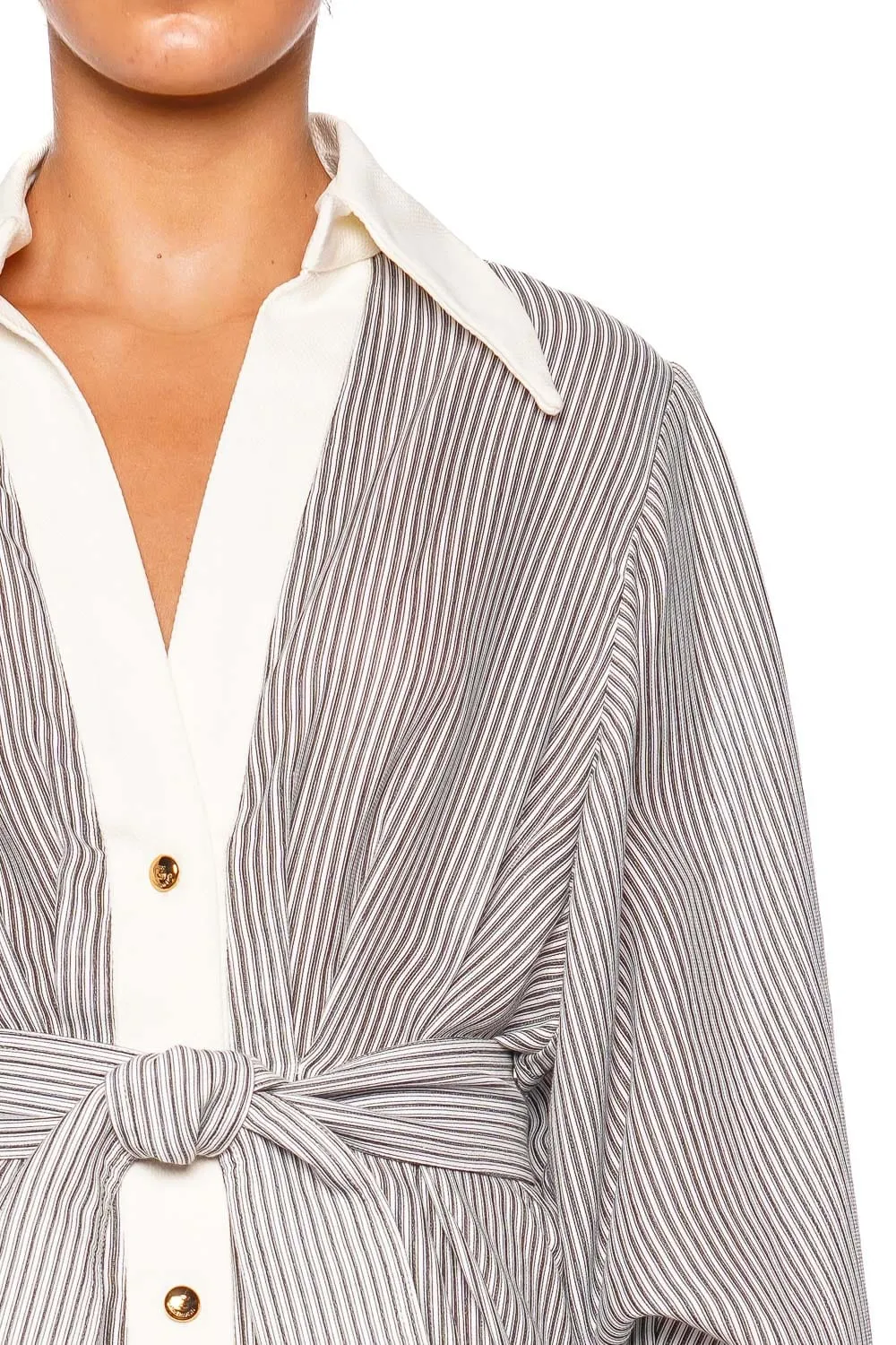 Illustration Striped Tuck Mini Dress